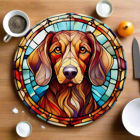 Dachshund Red Glass Suncatcher Worktop Saver